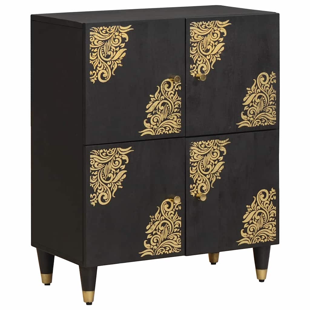 Dressoir met plank Zwart 60 x 33 x 75 cm Massief Mango Hout is nu te koop bij PeponiXL, paradijselijk wonen!