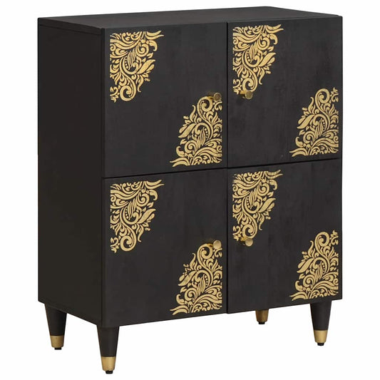 Dressoir met plank Zwart 60 x 33 x 75 cm Massief Mango Hout is nu te koop bij PeponiXL, paradijselijk wonen!