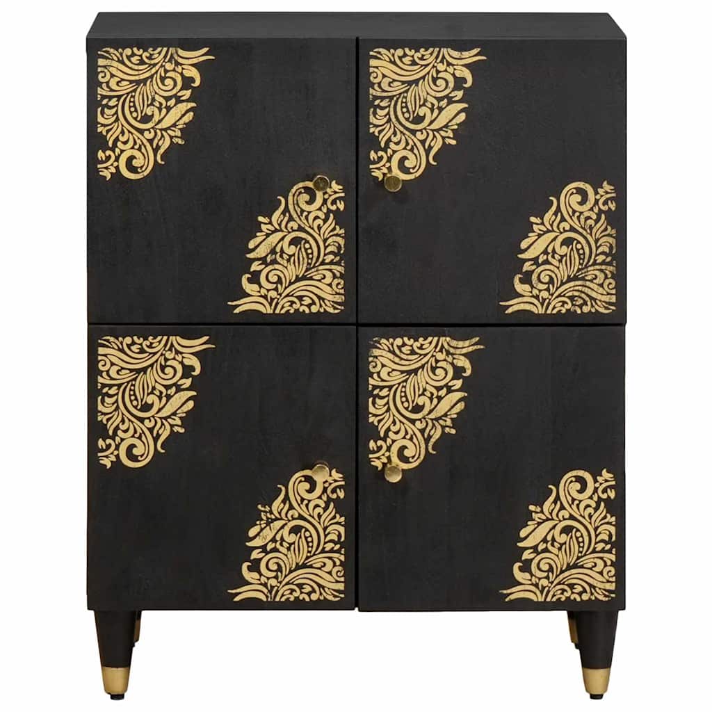 Dressoir met plank Zwart 60 x 33 x 75 cm Massief Mango Hout is nu te koop bij PeponiXL, paradijselijk wonen!