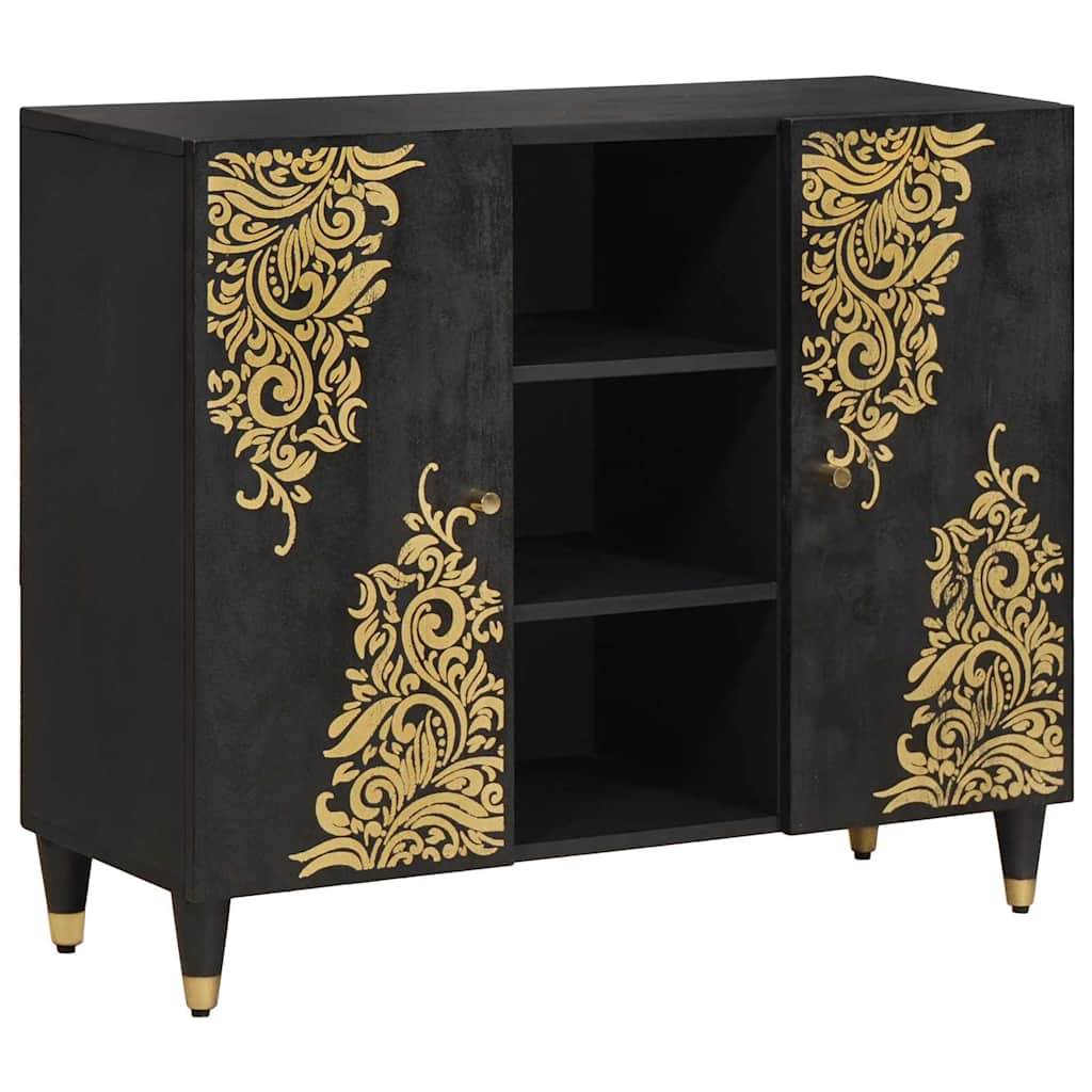 Dressoir met plank Zwart 90 x 33 x 75 cm Massief Mango Hout is nu te koop bij PeponiXL, paradijselijk wonen!