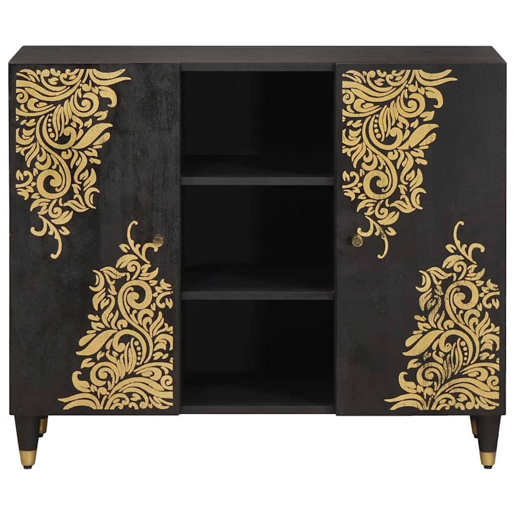 Dressoir met plank Zwart 90 x 33 x 75 cm Massief Mango Hout is nu te koop bij PeponiXL, paradijselijk wonen!