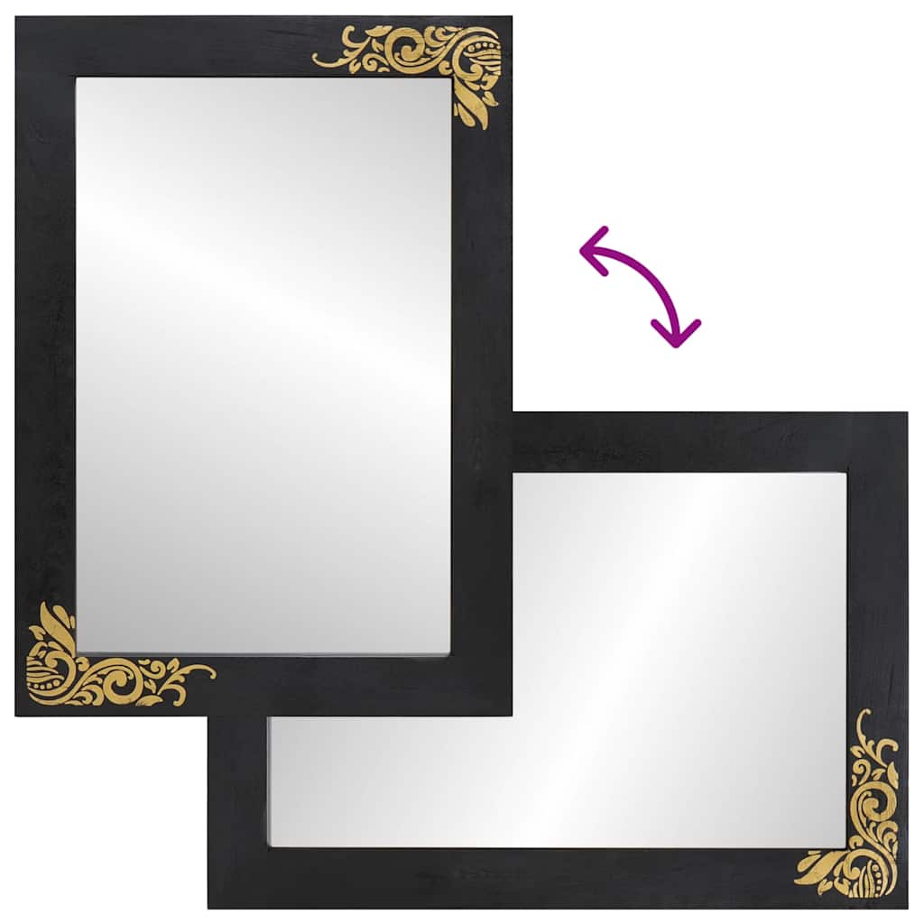 Badkamer Spiegel met spiegel Zwart en Zilver 70 x 50 x 2,5 cm is nu te koop bij PeponiXL, paradijselijk wonen!