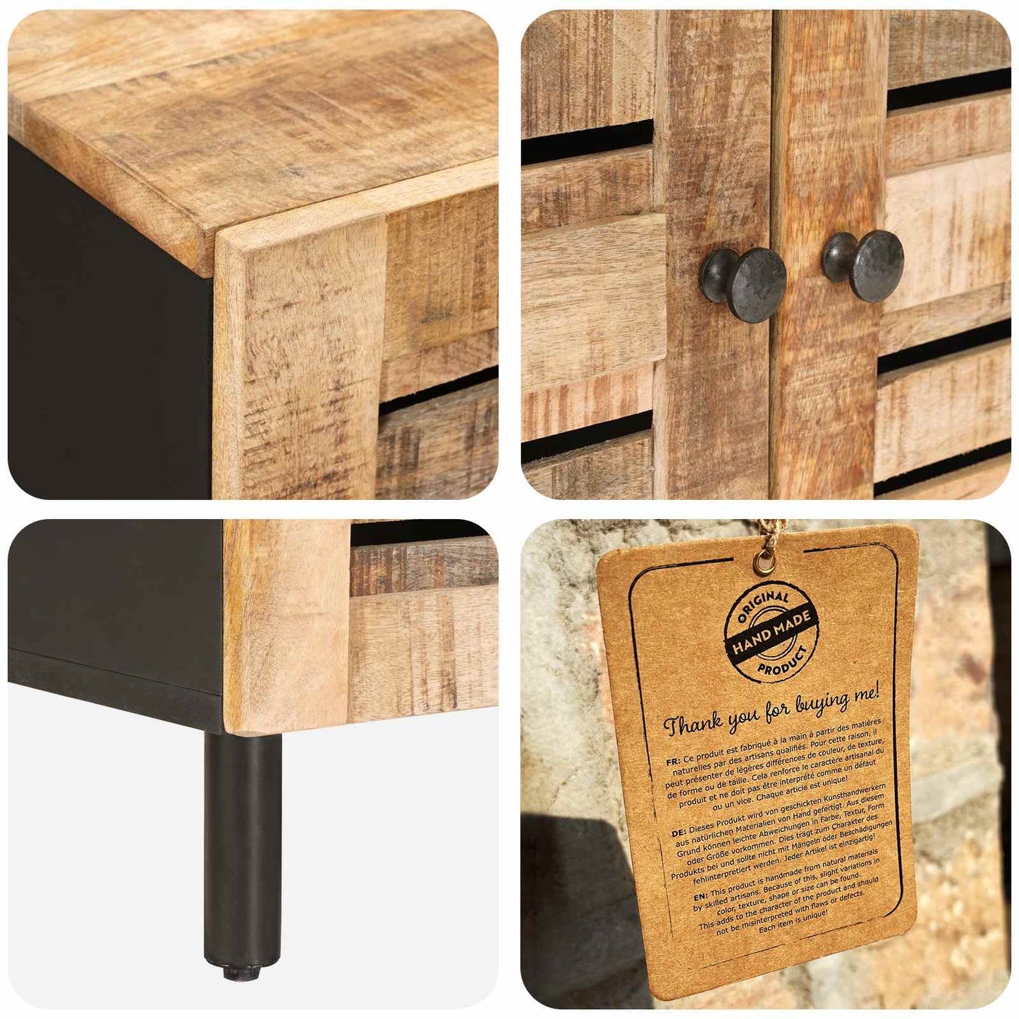 Opslagkasten 60 x 33 x 75 cm Massief Mango Hout Naturel
