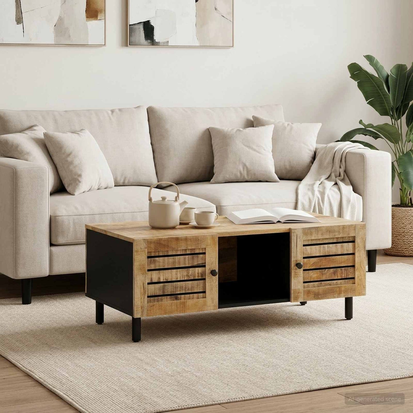 Salontafel Naturel 100 x 54 x 40 cm Massief Mango Hout is nu te koop bij PeponiXL, paradijselijk wonen!