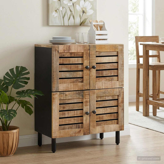Opslagkasten Naturel 60 x 33 x 75 cm Massief Mango Hout is nu te koop bij PeponiXL, paradijselijk wonen!