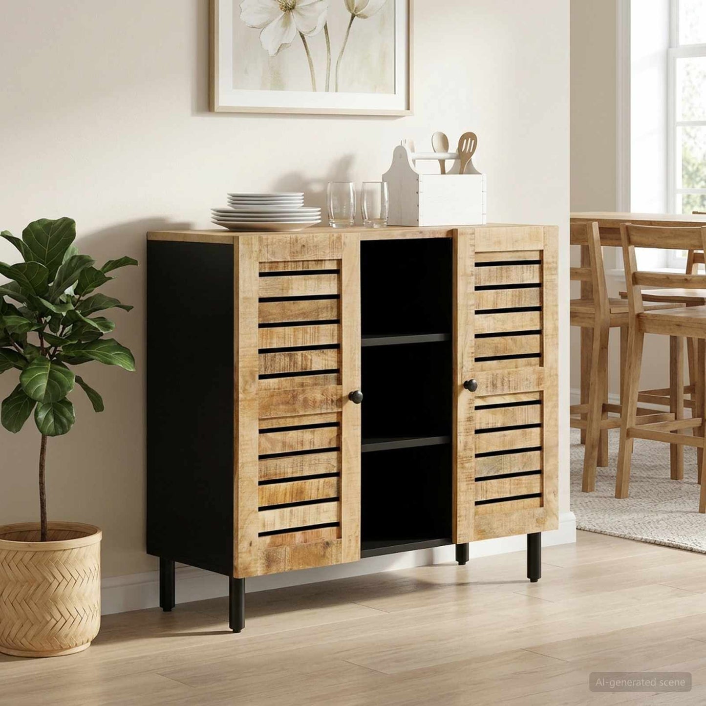 Opslagkasten Naturel 90 x 33 x 75 cm Massief Mango Hout