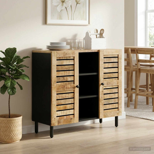 Opslagkasten Naturel 90 x 33 x 75 cm Massief Mango Hout is nu te koop bij PeponiXL, paradijselijk wonen!
