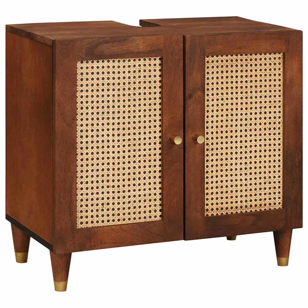 Wastafelkast met plank Bruin 62 x 33 x 58 cm Bewerkt hout is nu te koop bij PeponiXL, paradijselijk wonen!