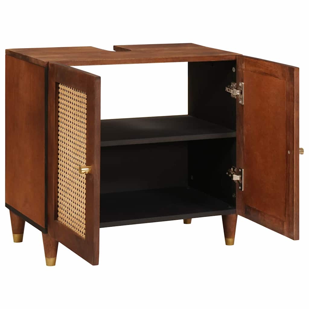 Wastafelkast met plank Bruin 62 x 33 x 58 cm Bewerkt hout is nu te koop bij PeponiXL, paradijselijk wonen!
