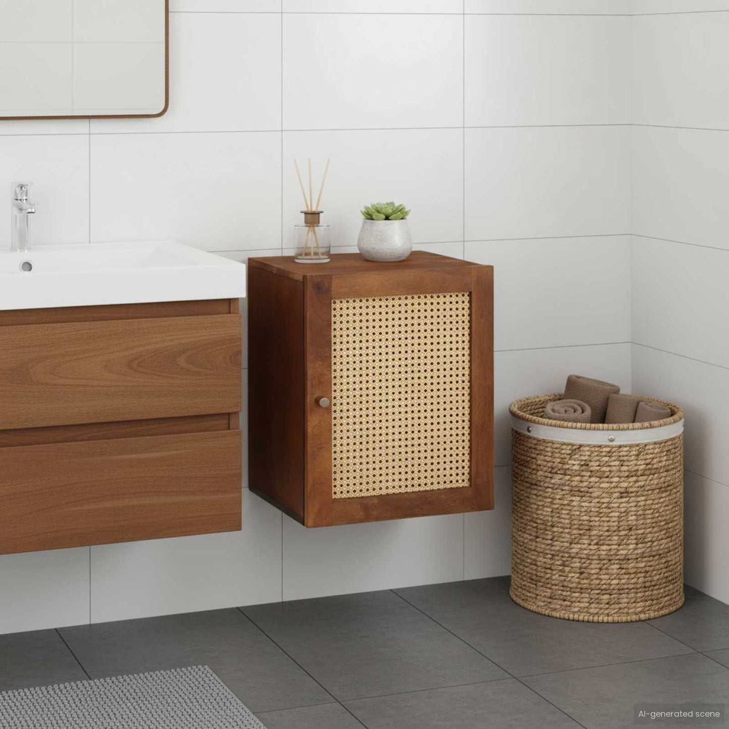 Badkamerkast met plank Bruin 38 x 33,5 x 48 cm Bewerkt hout is nu te koop bij PeponiXL, paradijselijk wonen!