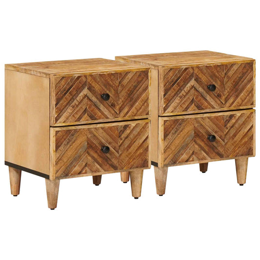 Nachtkastje 2 pcs Bruin 40 x 33,5 x 46 cm Massief Mango Hout is nu te koop bij PeponiXL, paradijselijk wonen!
