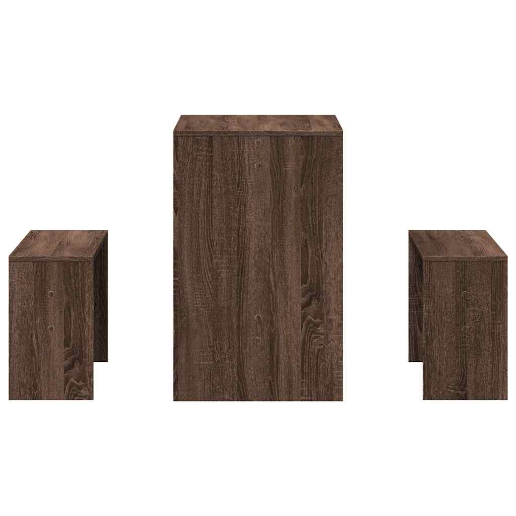 3-delige Eettafel en bankenset bewerkt hout bruin eikenkleur is nu te koop bij PeponiXL, paradijselijk wonen!