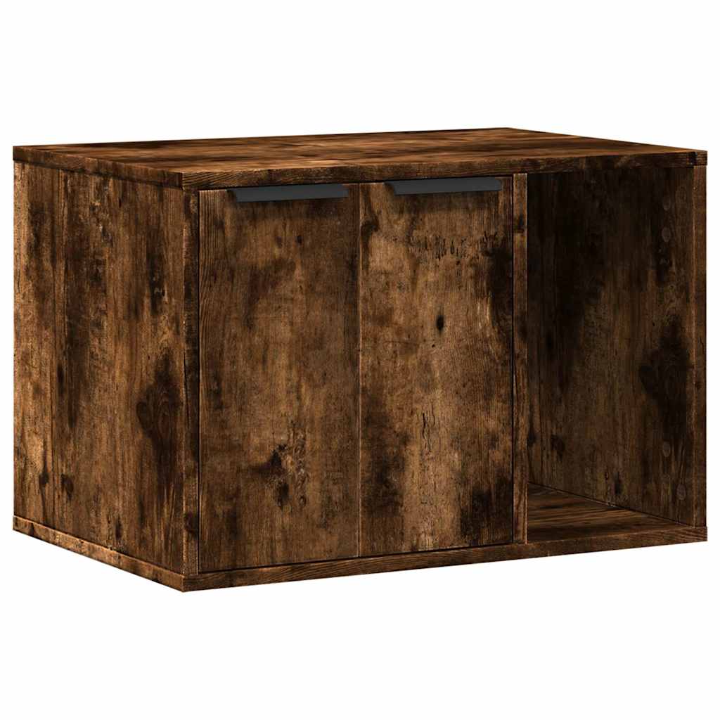 Kattenbakkast 60x40x40 cm bewerkt hout gerookt eikenkleurig is nu te koop bij PeponiXL, paradijselijk wonen!