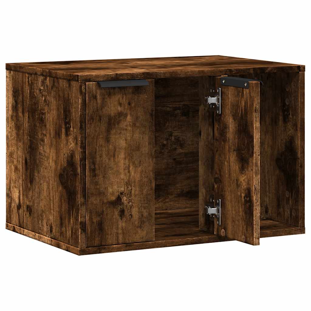 Kattenbakkast 60x40x40 cm bewerkt hout gerookt eikenkleurig is nu te koop bij PeponiXL, paradijselijk wonen!