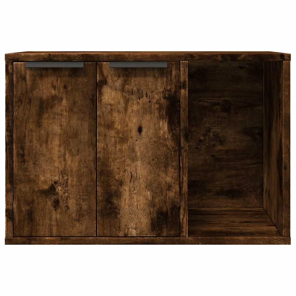 Kattenbakkast 60x40x40 cm bewerkt hout gerookt eikenkleurig is nu te koop bij PeponiXL, paradijselijk wonen!