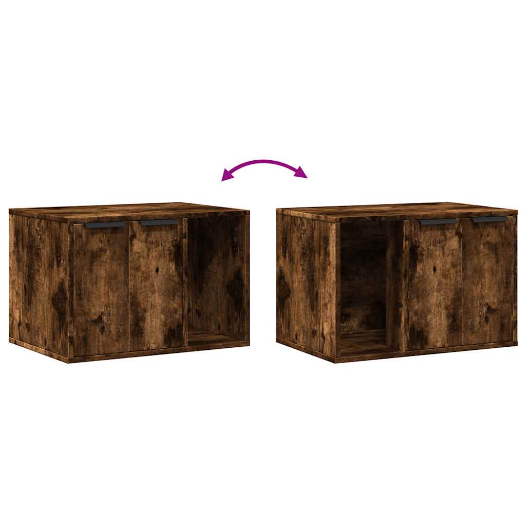 Kattenbakkast 60x40x40 cm bewerkt hout gerookt eikenkleurig is nu te koop bij PeponiXL, paradijselijk wonen!