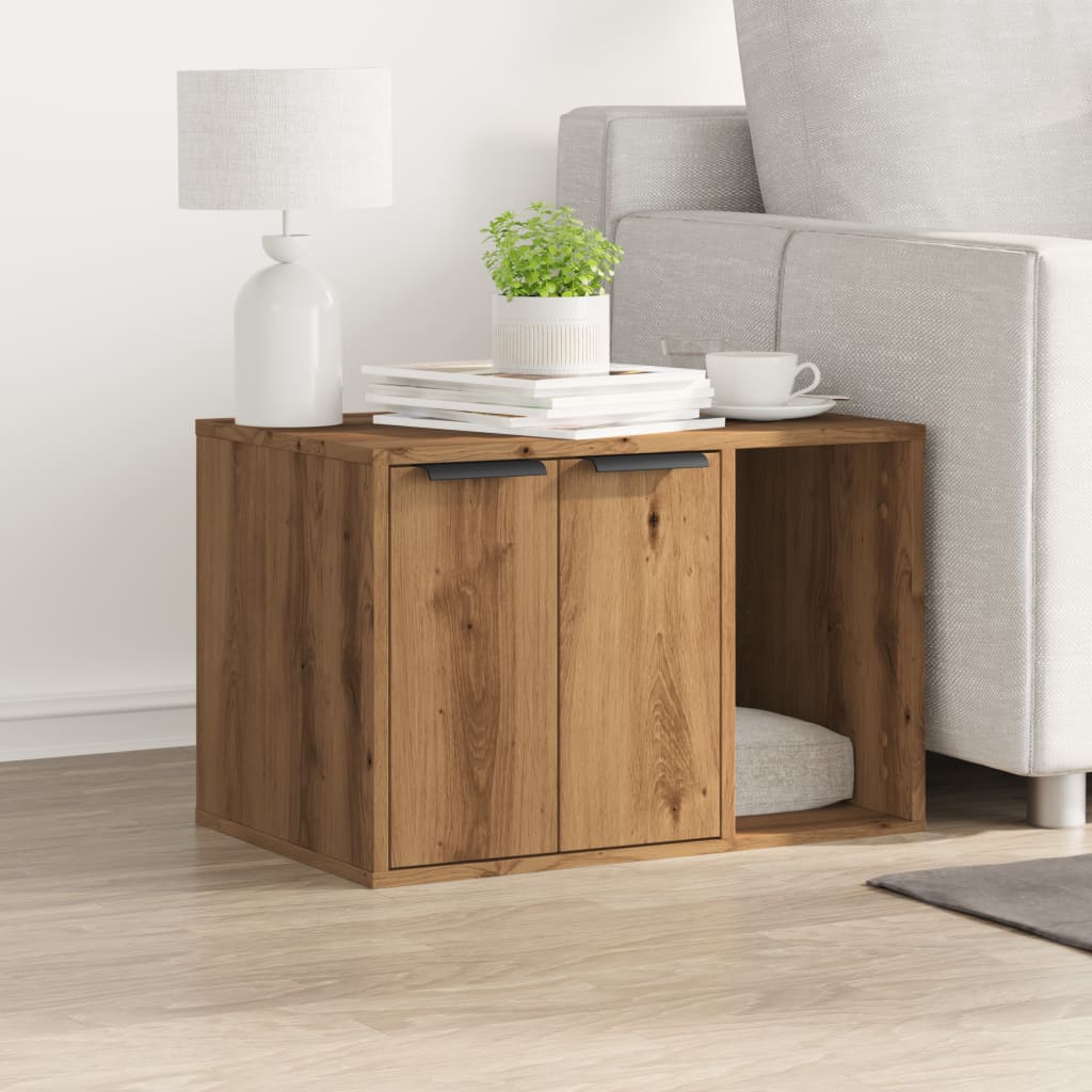 Kattenbakkast 60x40x40 cm bewerkt hout artisanaal eikenkleurig is nu te koop bij PeponiXL, paradijselijk wonen!