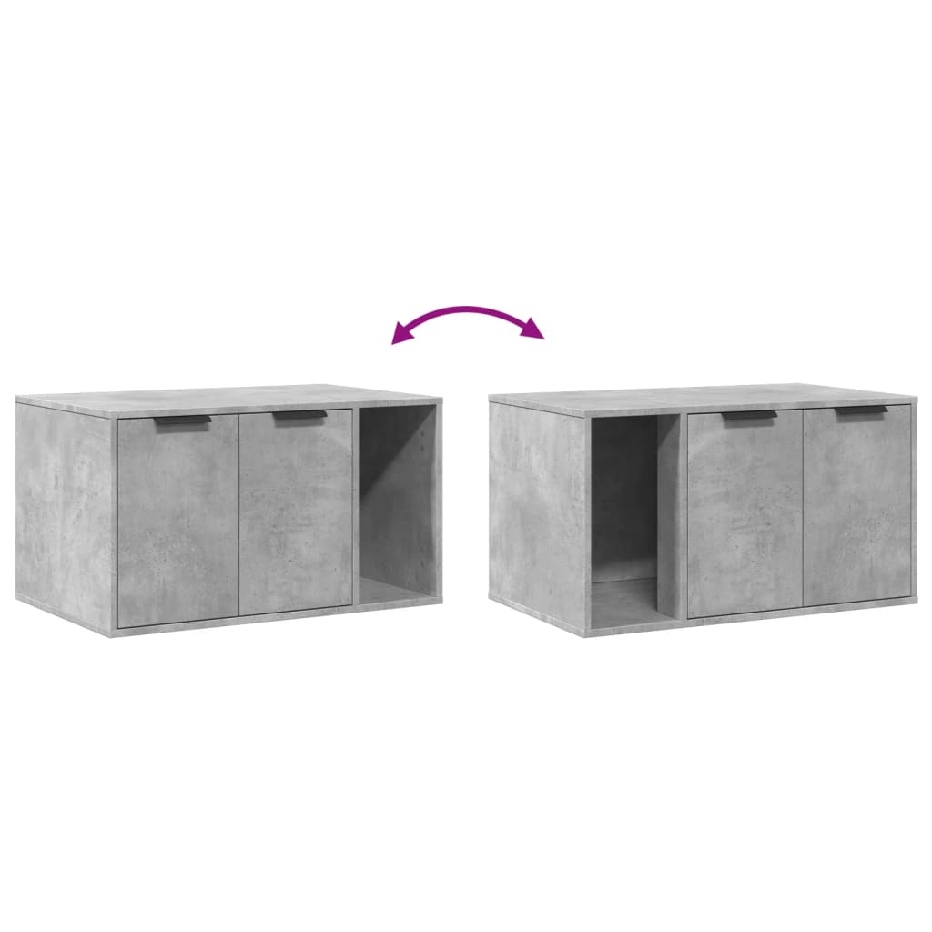 Kattenbakkast 80x50x45 cm bewerkt hout betongrijs is nu te koop bij PeponiXL, paradijselijk wonen!