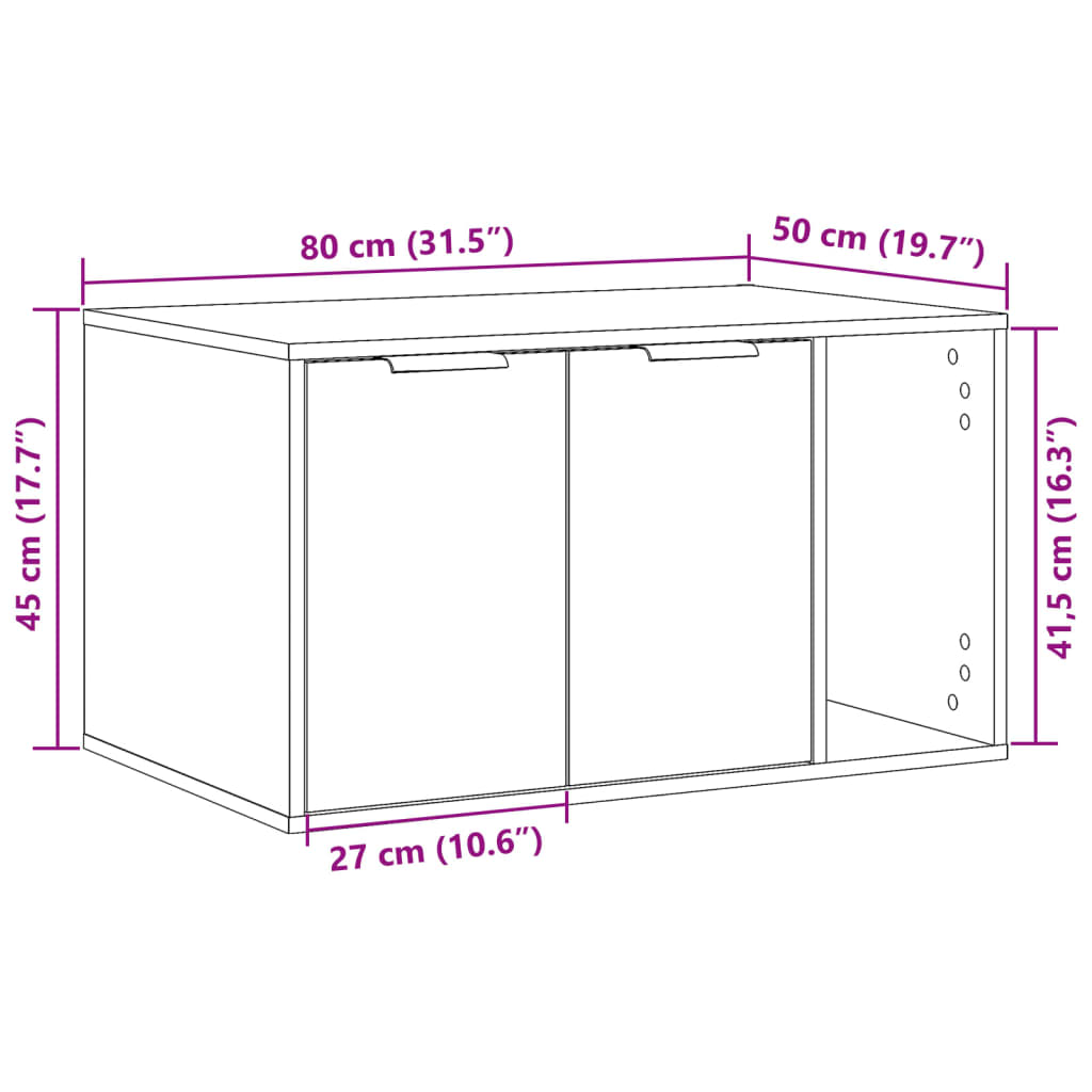 Kattenbakkast 80x50x45 cm bewerkt hout betongrijs is nu te koop bij PeponiXL, paradijselijk wonen!