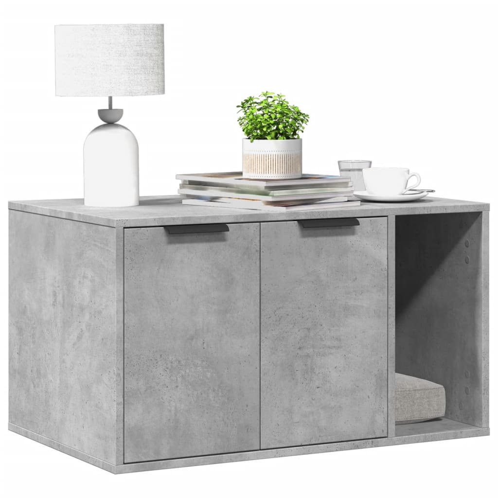 Kattenbakkast 80x50x45 cm bewerkt hout betongrijs is nu te koop bij PeponiXL, paradijselijk wonen!