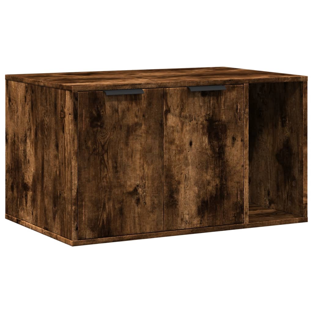 Kattenbakkast 80x50x45 cm bewerkt hout gerookt eikenkleurig is nu te koop bij PeponiXL, paradijselijk wonen!