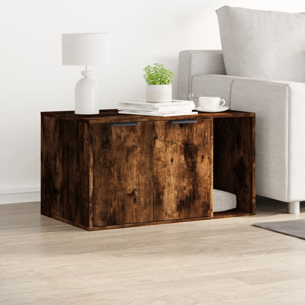 Kattenbakkast 80x50x45 cm bewerkt hout gerookt eikenkleurig is nu te koop bij PeponiXL, paradijselijk wonen!