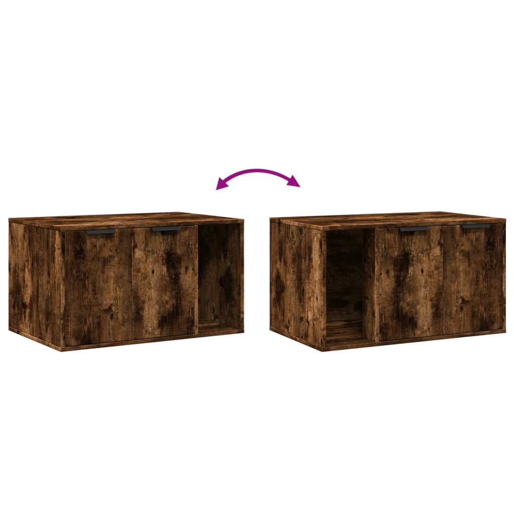 Kattenbakkast 80x50x45 cm bewerkt hout gerookt eikenkleurig is nu te koop bij PeponiXL, paradijselijk wonen!