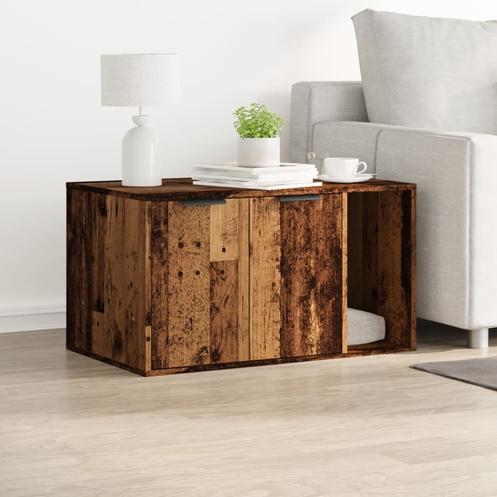 Kattenbakkast 80x50x45 cm bewerkt hout oud houtkleurig is nu te koop bij PeponiXL, paradijselijk wonen!