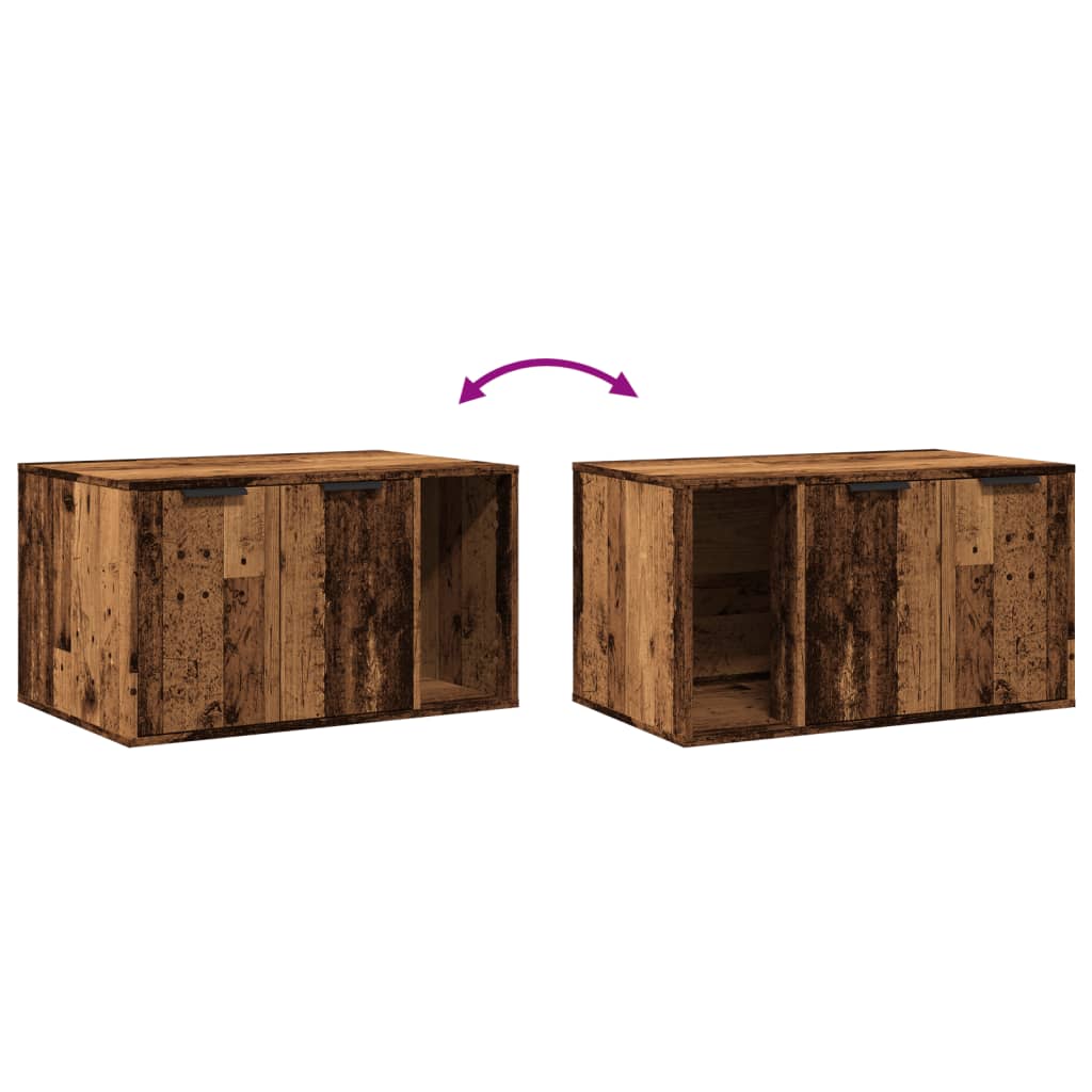 Kattenbakkast 80x50x45 cm bewerkt hout oud houtkleurig is nu te koop bij PeponiXL, paradijselijk wonen!