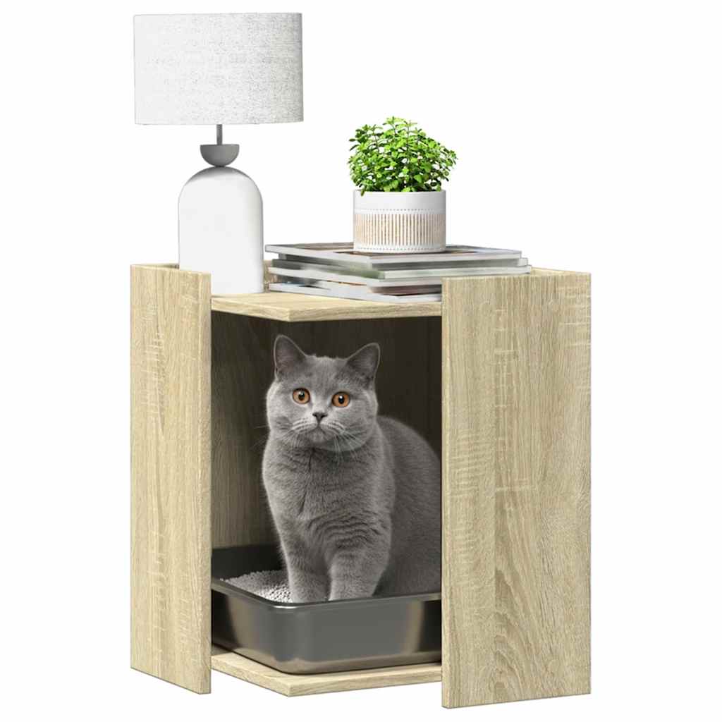 Kattenbakkast 42x42x51 cm bewerkt hout sonoma eikenkleurig is nu te koop bij PeponiXL, paradijselijk wonen!