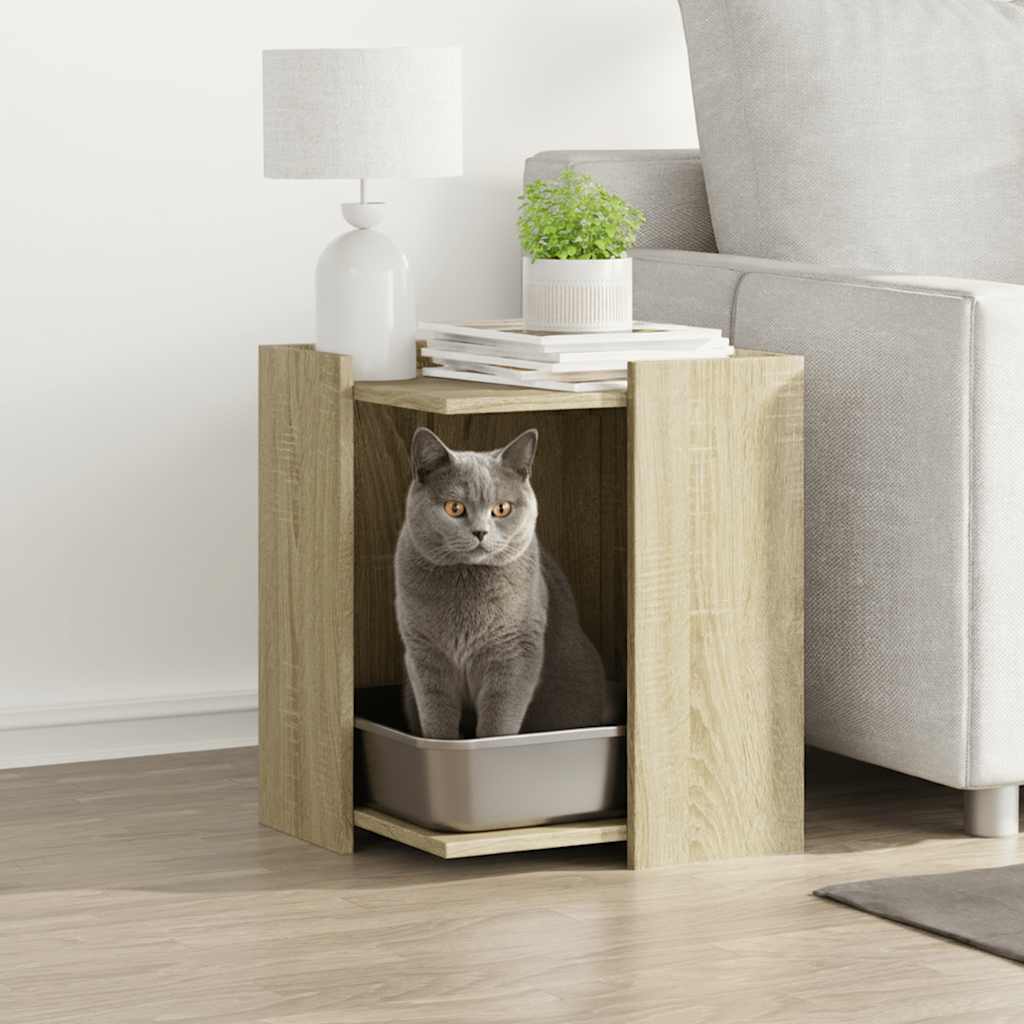 Kattenbakkast 42x42x51 cm bewerkt hout sonoma eikenkleurig is nu te koop bij PeponiXL, paradijselijk wonen!