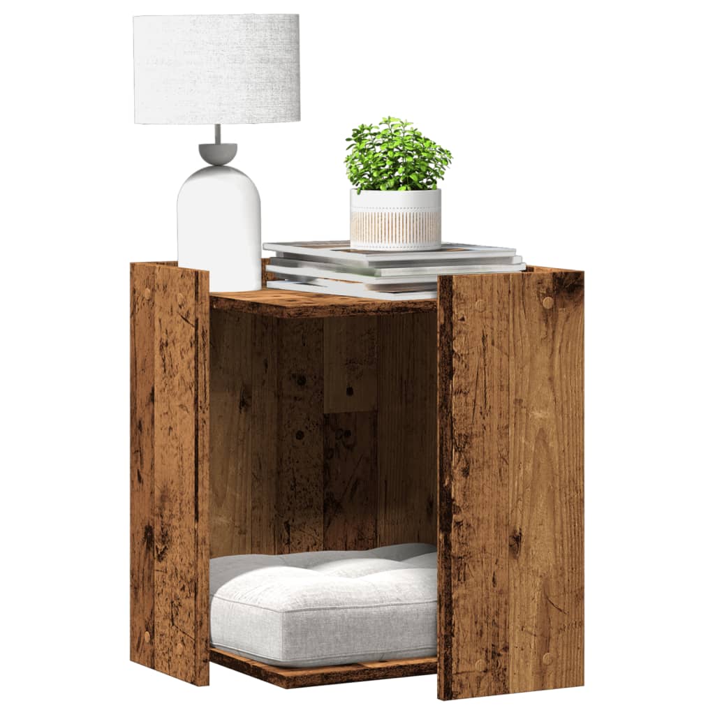 Kattenbakkast 42x42x51 cm bewerkt hout oud houtkleurig is nu te koop bij PeponiXL, paradijselijk wonen!