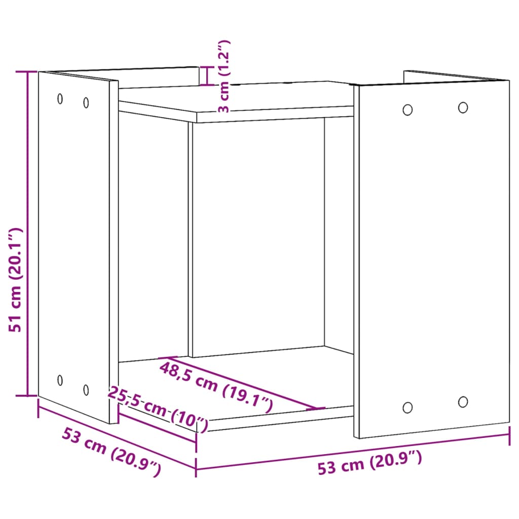 Kattenbakkast 53x53x51 cm bewerkt hout betongrijs is nu te koop bij PeponiXL, paradijselijk wonen!