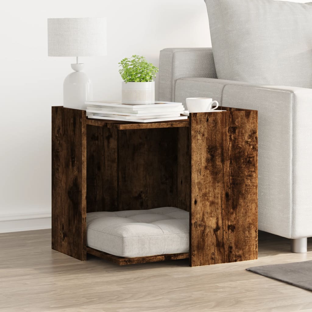 Kattenbakkast 53x53x51 cm bewerkt hout gerookt eikenkleurig is nu te koop bij PeponiXL, paradijselijk wonen!