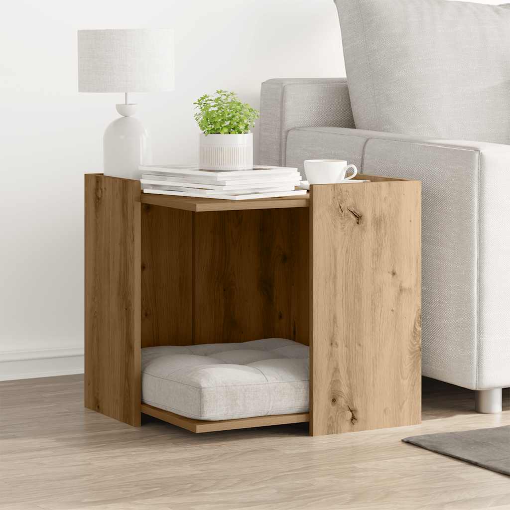 Kattenbakkast 53x53x51 cm bewerkt hout artisanaal eikenkleurig is nu te koop bij PeponiXL, paradijselijk wonen!