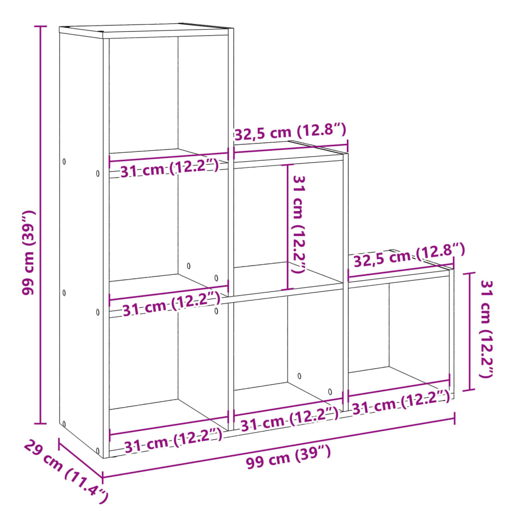 Kamerscherm / boekenkast 3-laags 99x29x99 cm hout artisanaal is nu te koop bij PeponiXL, paradijselijk wonen!