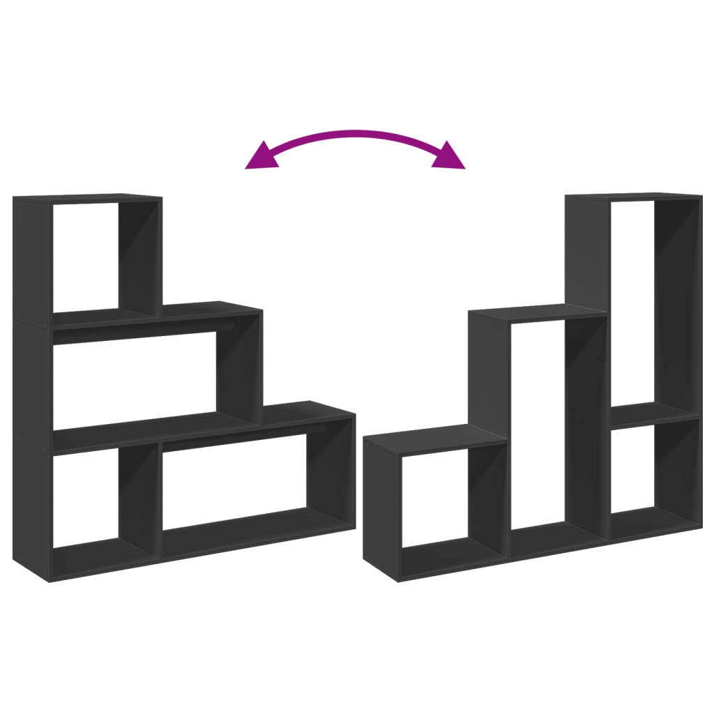 Kamerscherm / boekenkast 3-laags 123x29x123 cm hout zwart is nu te koop bij PeponiXL, paradijselijk wonen!