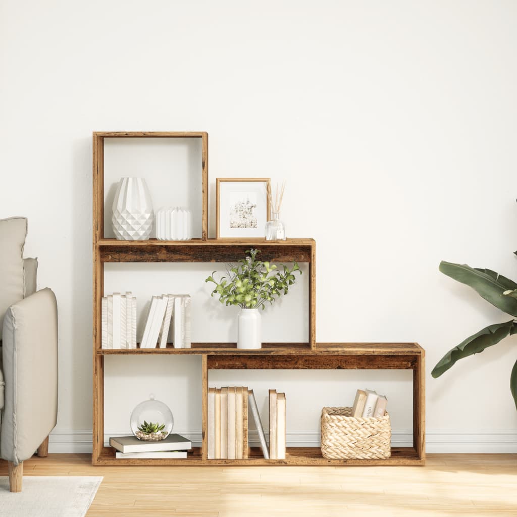 Kamerscherm / boekenkast 3-laags 123x29x123 cm hout oud hout is nu te koop bij PeponiXL, paradijselijk wonen!