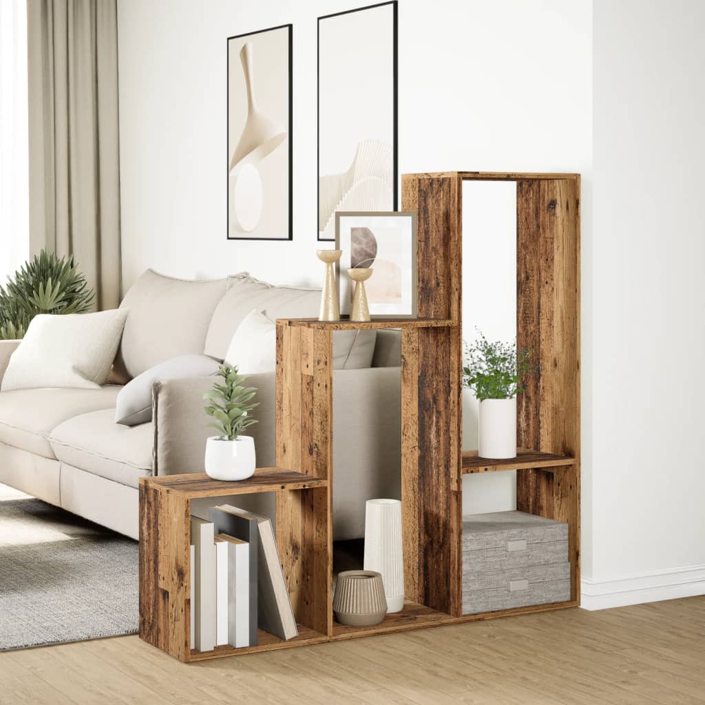 Kamerscherm / boekenkast 3-laags 123x29x123 cm hout oud hout is nu te koop bij PeponiXL, paradijselijk wonen!