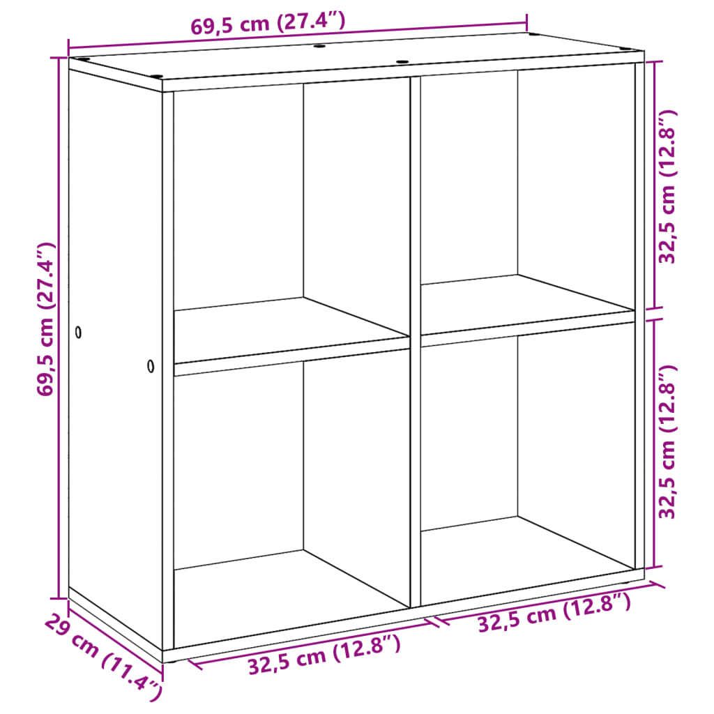 Kamerscherm / boekenkast 69,5x29x69,5 cm hout gerookt eiken is nu te koop bij PeponiXL, paradijselijk wonen!