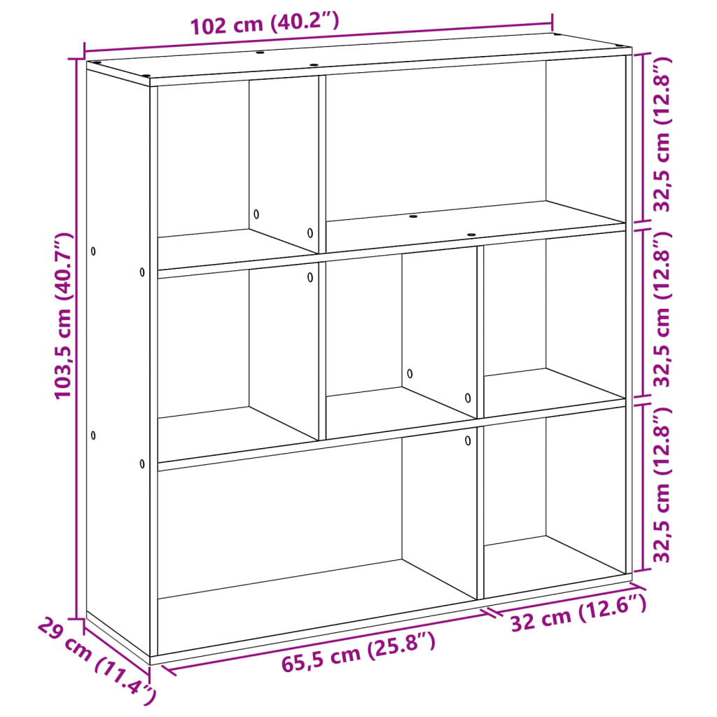 Kamerscherm / boekenkast 102x29x103,5 cm hout sonoma eikenkleur is nu te koop bij PeponiXL, paradijselijk wonen!