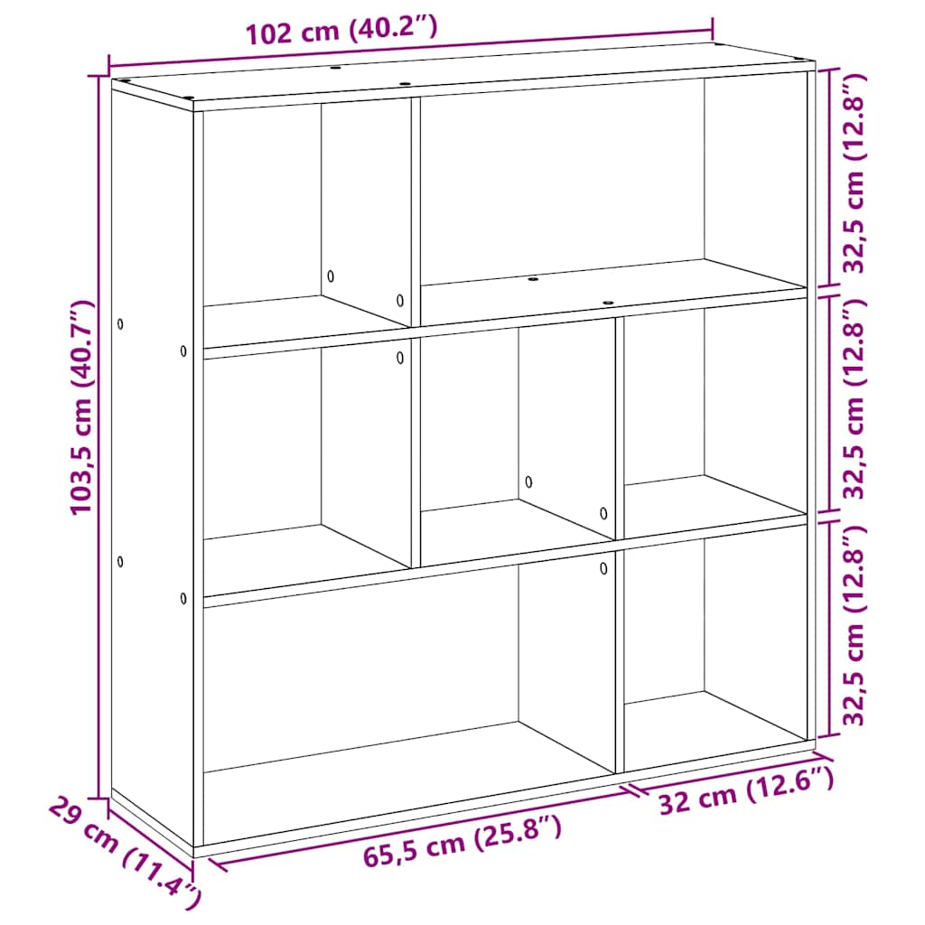 Kamerscherm / boekenkast 102x29x103,5 cm hout artisanaal eiken is nu te koop bij PeponiXL, paradijselijk wonen!