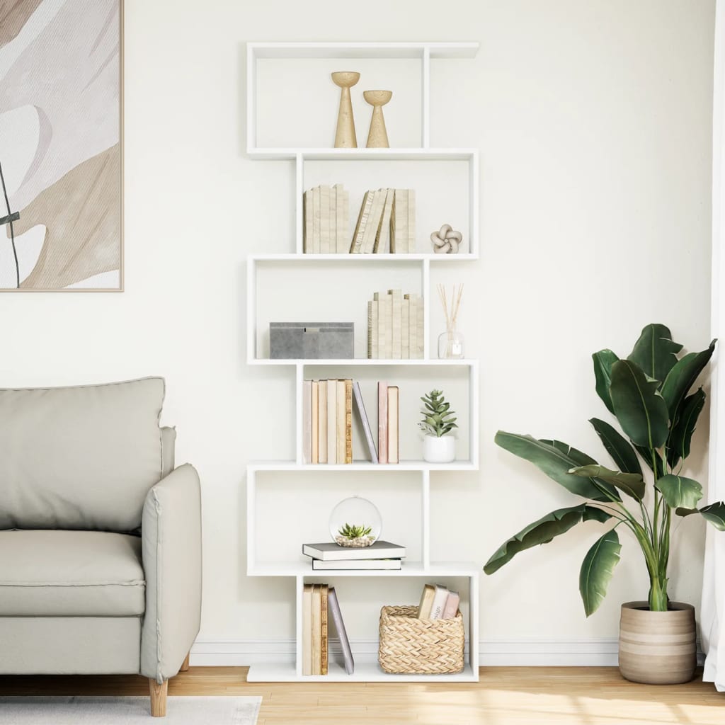 Kamerscherm / boekenkast 6-laags 70x24x193 cm bewerkt hout wit is nu te koop bij PeponiXL, paradijselijk wonen!