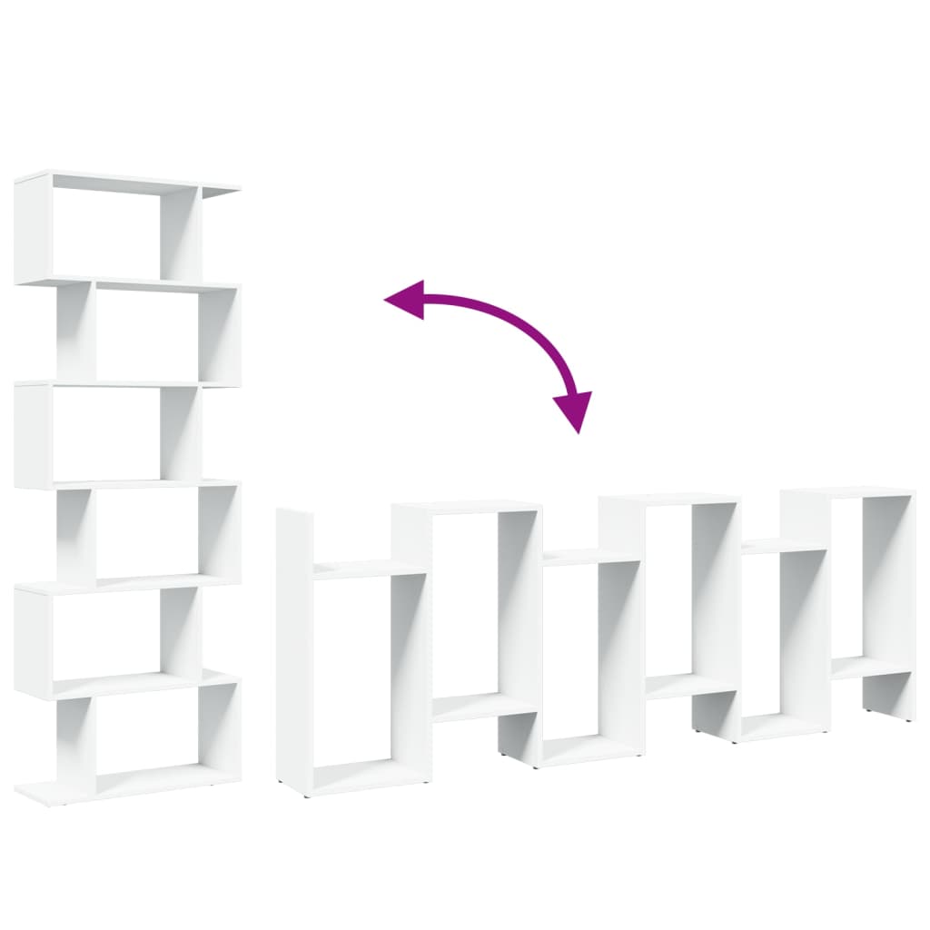 Kamerscherm / boekenkast 6-laags 70x24x193 cm bewerkt hout wit is nu te koop bij PeponiXL, paradijselijk wonen!