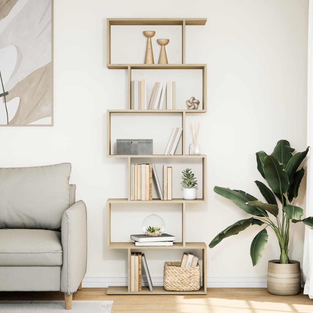 Kamerscherm / boekenkast 6-laags 70x24x193 cm hout sonoma eiken is nu te koop bij PeponiXL, paradijselijk wonen!