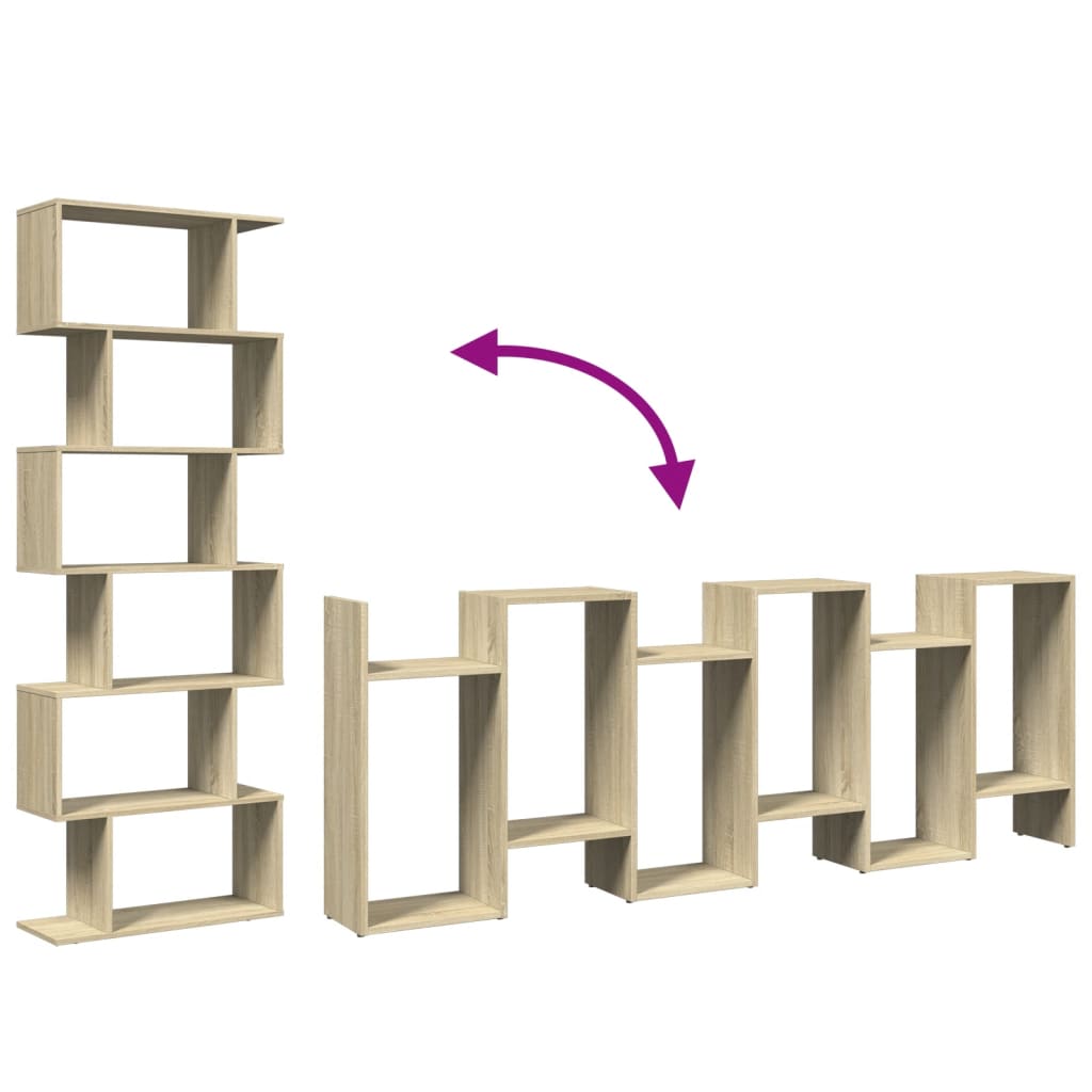 Kamerscherm / boekenkast 6-laags 70x24x193 cm hout sonoma eiken is nu te koop bij PeponiXL, paradijselijk wonen!