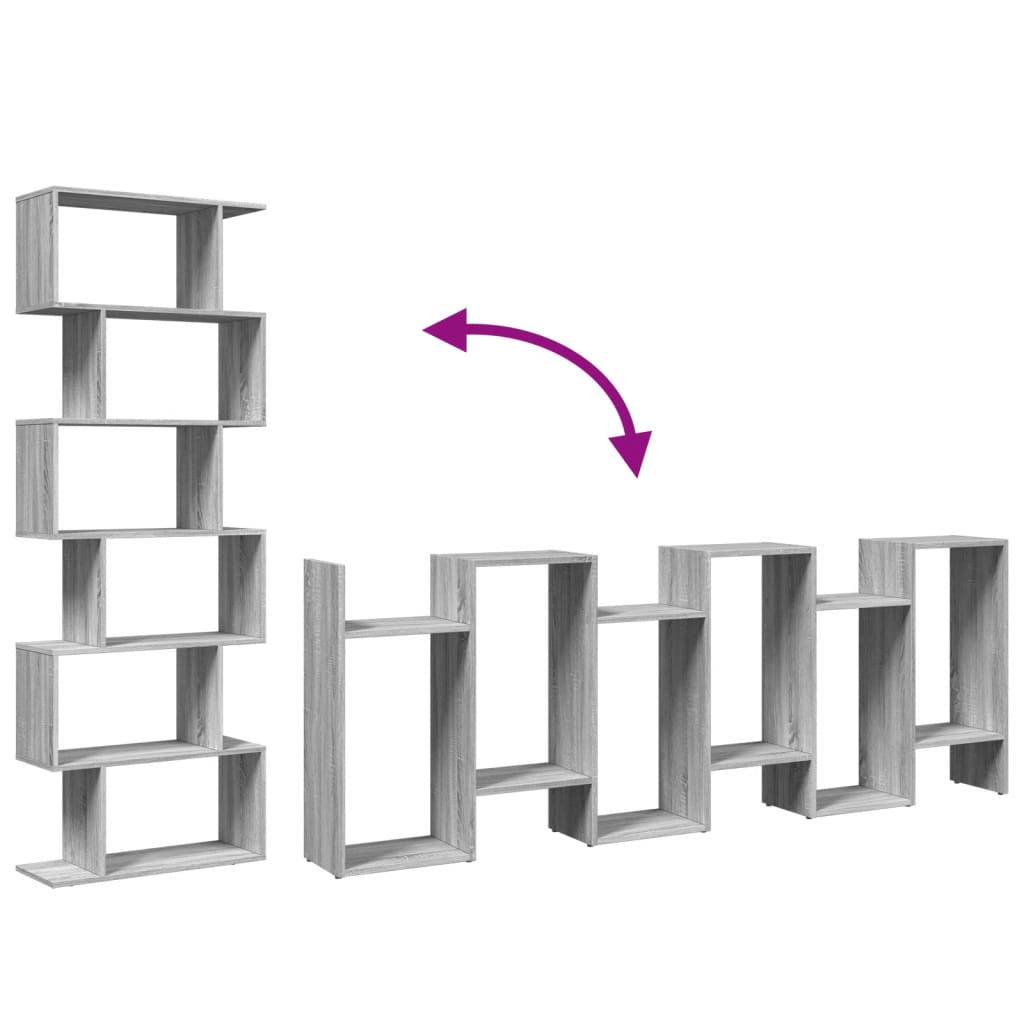Kamerscherm / boekenkast 6-laags 70x24x193 cm hout grijs sonoma is nu te koop bij PeponiXL, paradijselijk wonen!