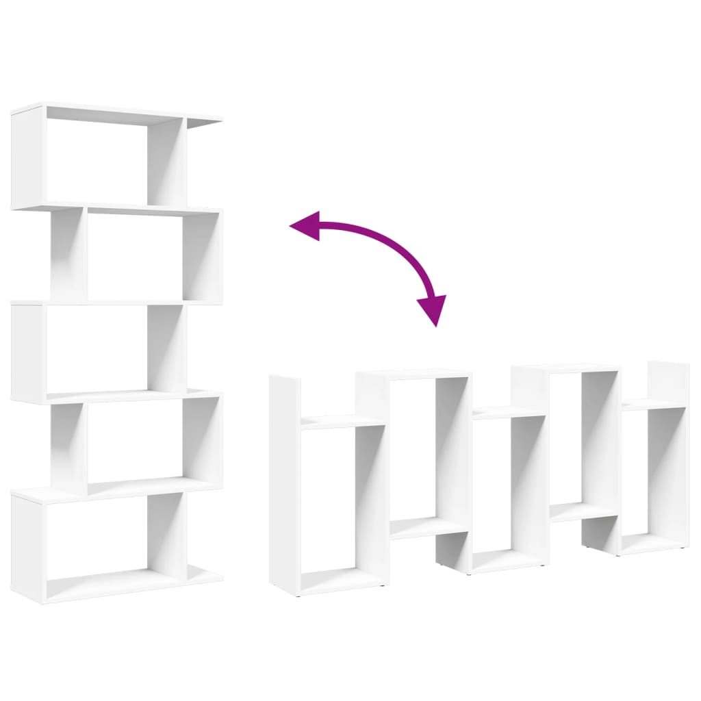 Kamerverdeler Boekenkast 5-laags Wit 70x24x161 cm Bewerkt Hout is nu te koop bij PeponiXL, paradijselijk wonen!