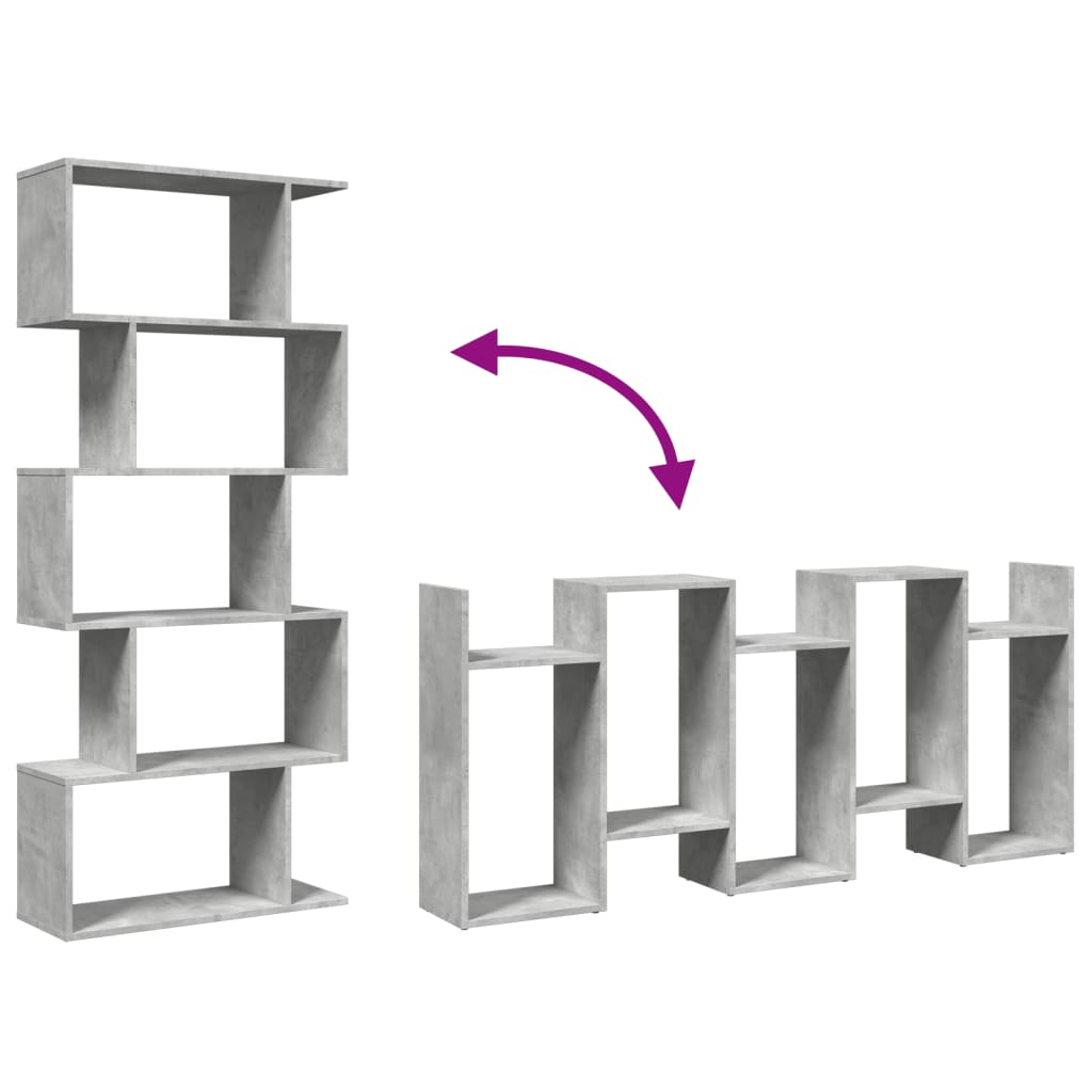 Kamerscherm / boekenkast 5-laags 70x24x161 cm hout betongrijs is nu te koop bij PeponiXL, paradijselijk wonen!