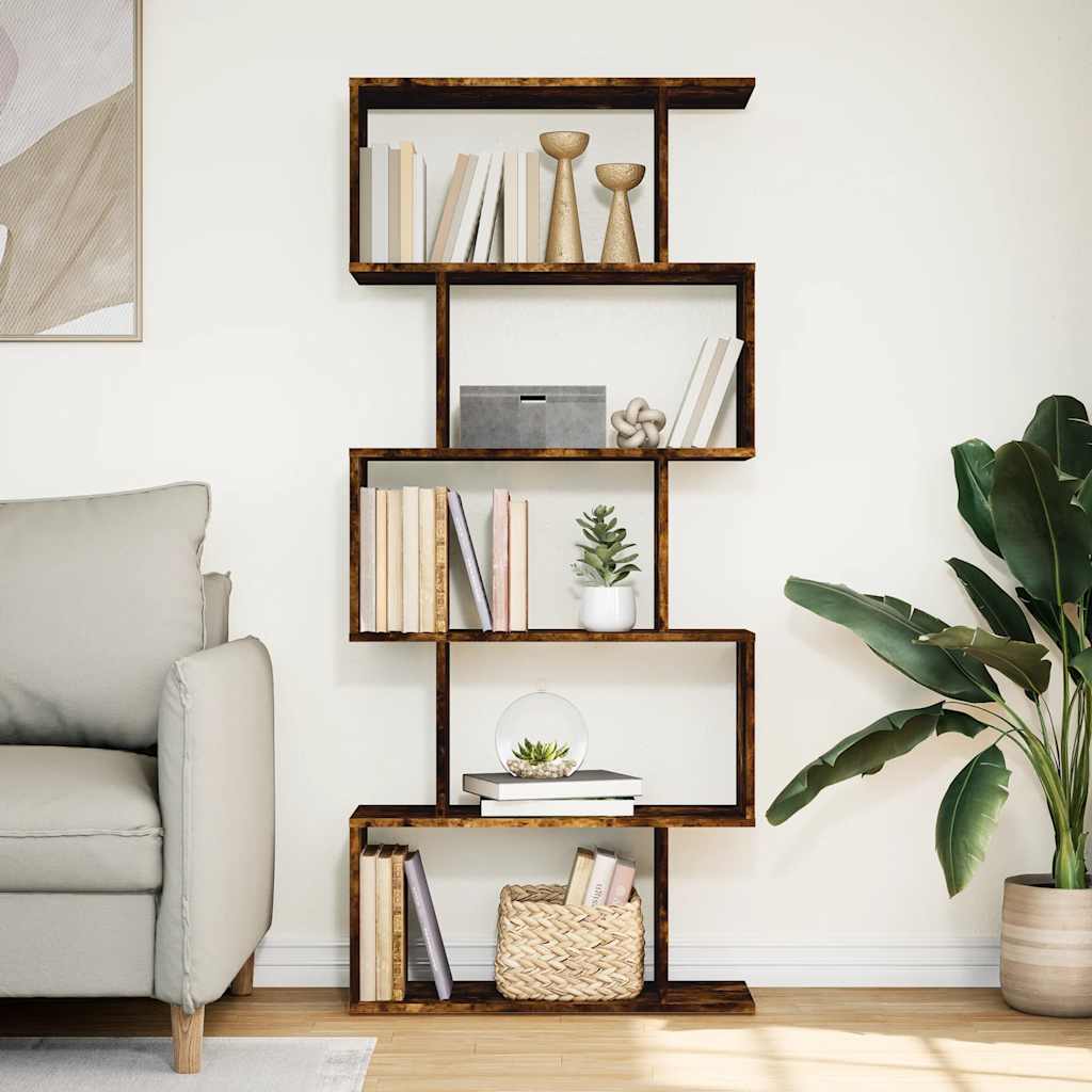 Kamerscherm / boekenkast 5-laags 70x24x161 cm hout gerookt eik is nu te koop bij PeponiXL, paradijselijk wonen!